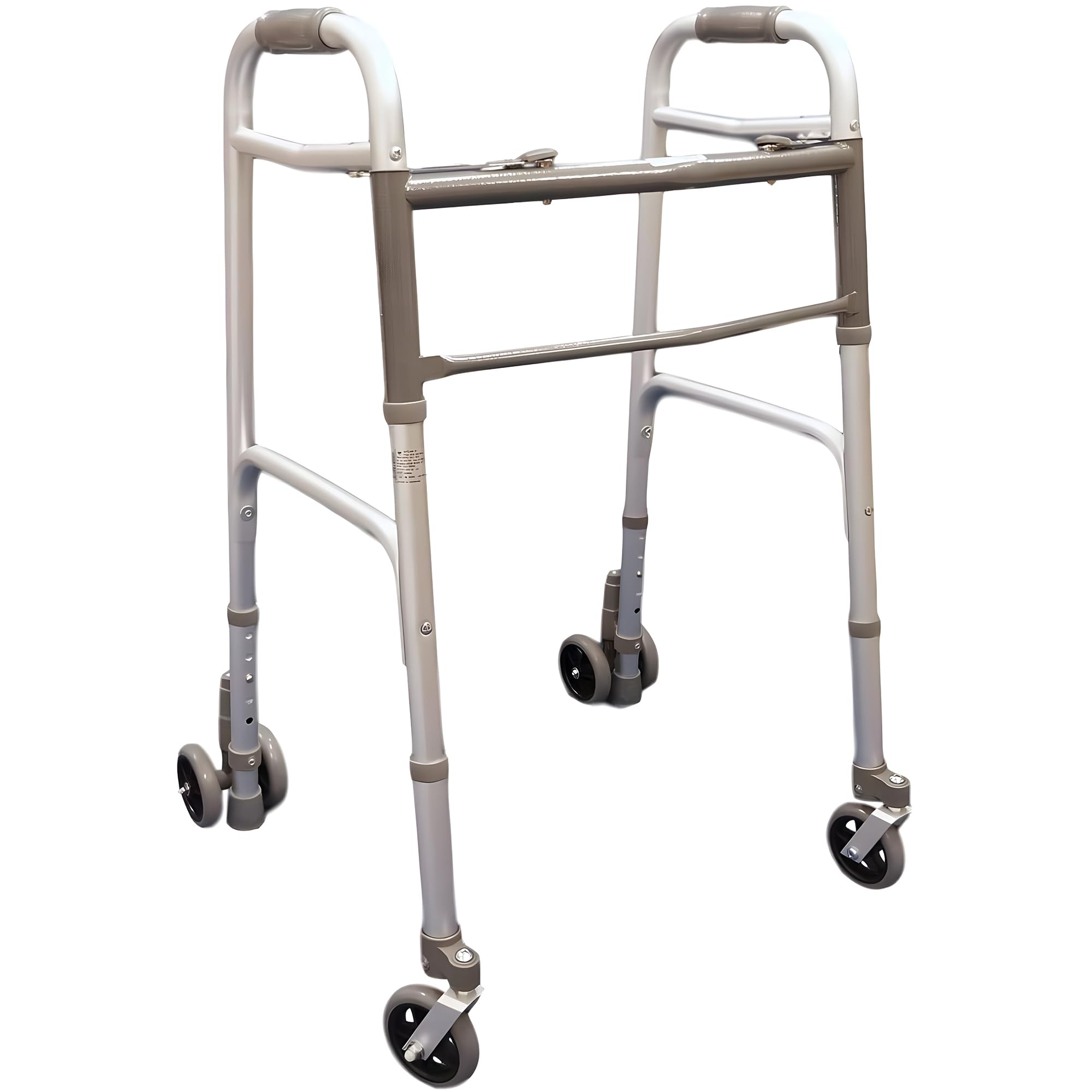 Deambulatore Pieghevole, Regolabile In Altezza Con 2 Puntali E 2 Ruote Fisse - Foto 2