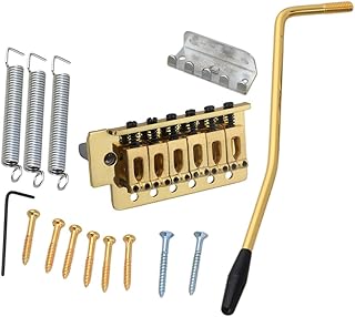 Yibuy ゴールド 10.5mm 6弦エレキギターネジトレモロブリッジ 耐久性 ストラトエレキギター用