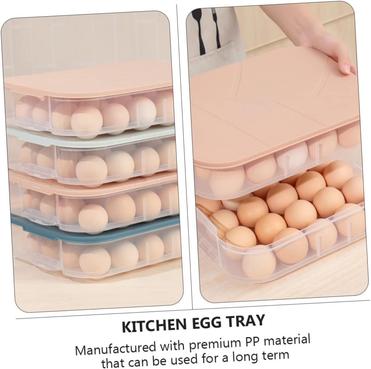 3pcs Egg Organizer for Refrigerator Pp Material Egg Container Cover Sealing Preservation