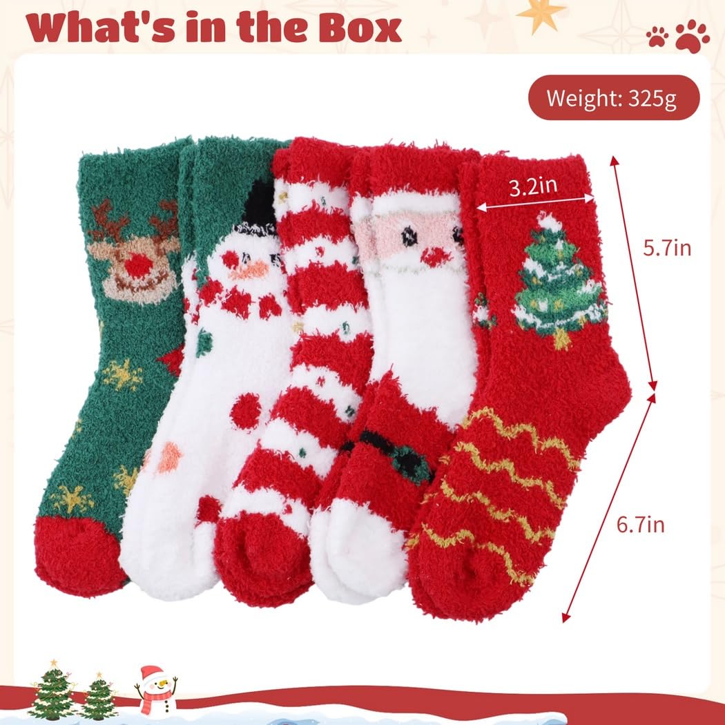 Calzini colorati natalizi, confezione da 10, calzini con Babbo Natale e albero di Natale, collezione invernale calda, perfetti per regali di festa, 5 paia, Multicolore, Etichettalia unica