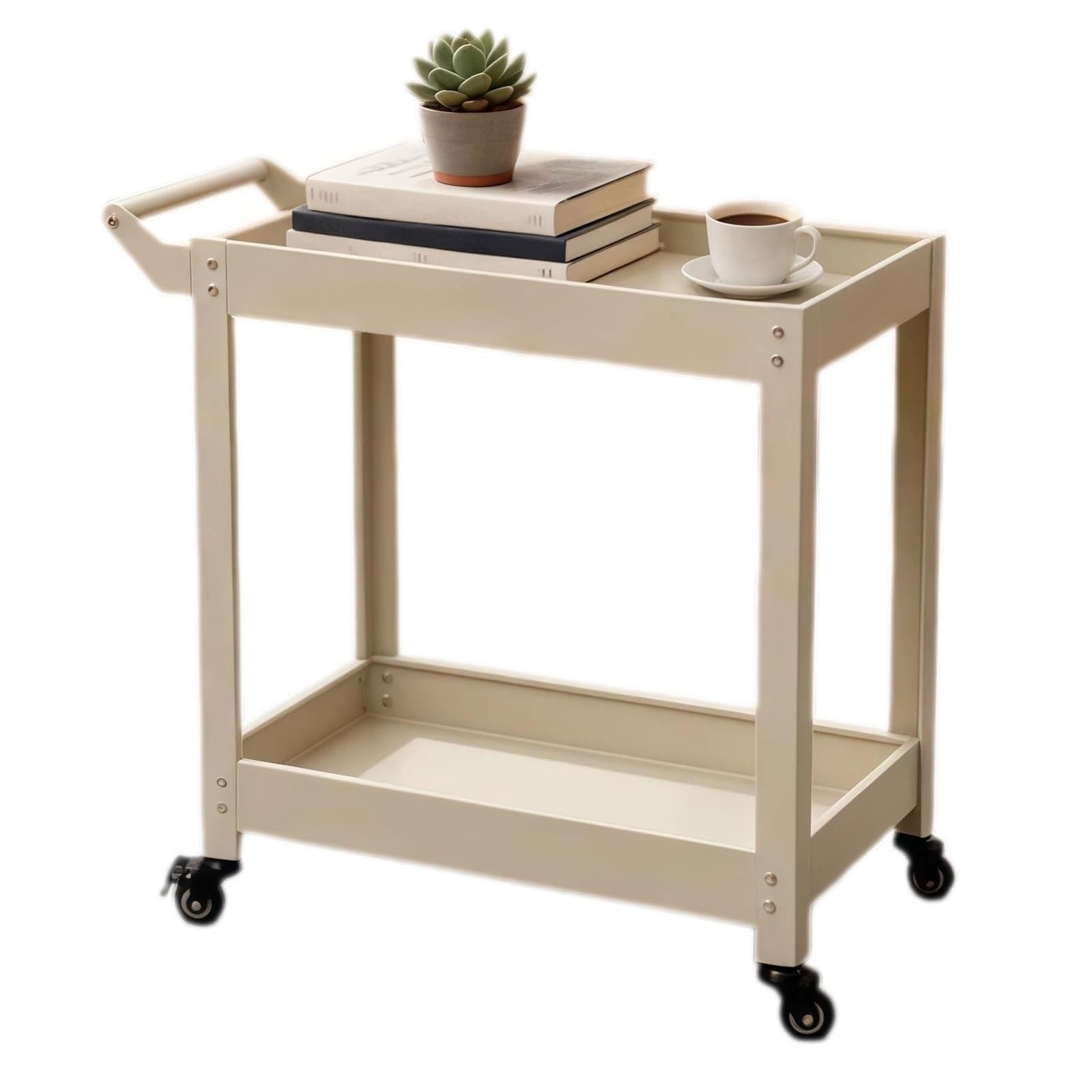 Ljhfg63kuyt Beige Multi-Purpose Rolling Storage Cart With Wheels Plant And Snack Organizer Shelf For Home(Beige)