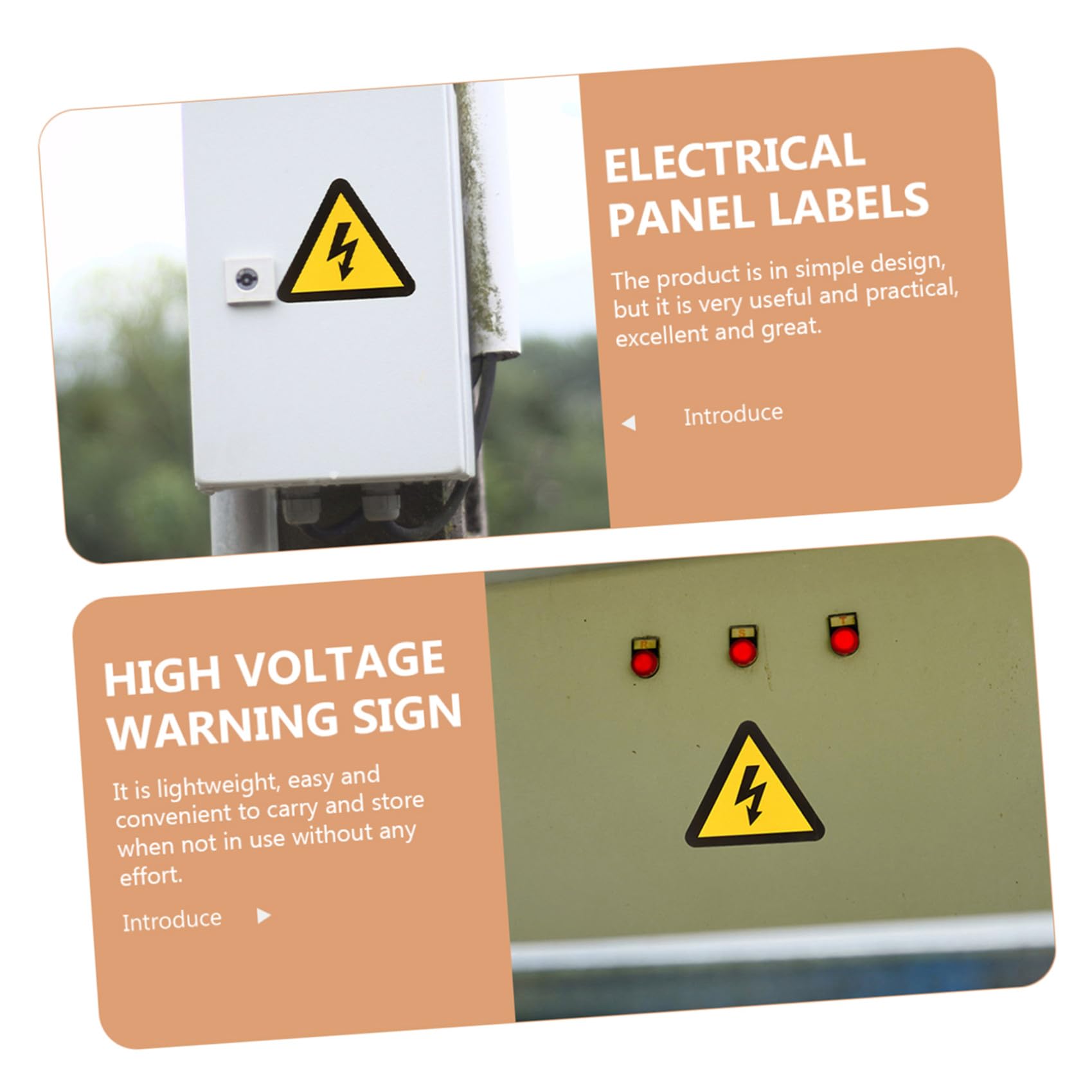 Autocollants de Sécurité Électriques Jaunes 24 Pcs, Adhésifs