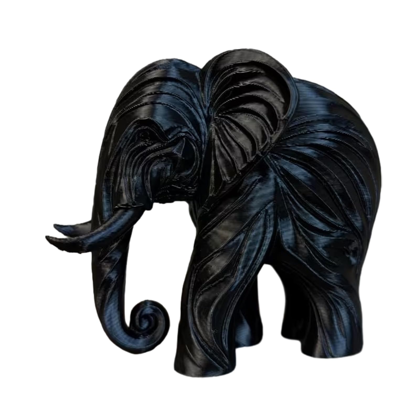 RetroNest 3D Printed Elephant Figurine, Modern Abstract Elephant Statue for Home Decor, Unique Desktop Ornament Sculpture, Durable PLA Art Piece for Shelf, 9.5cm Black