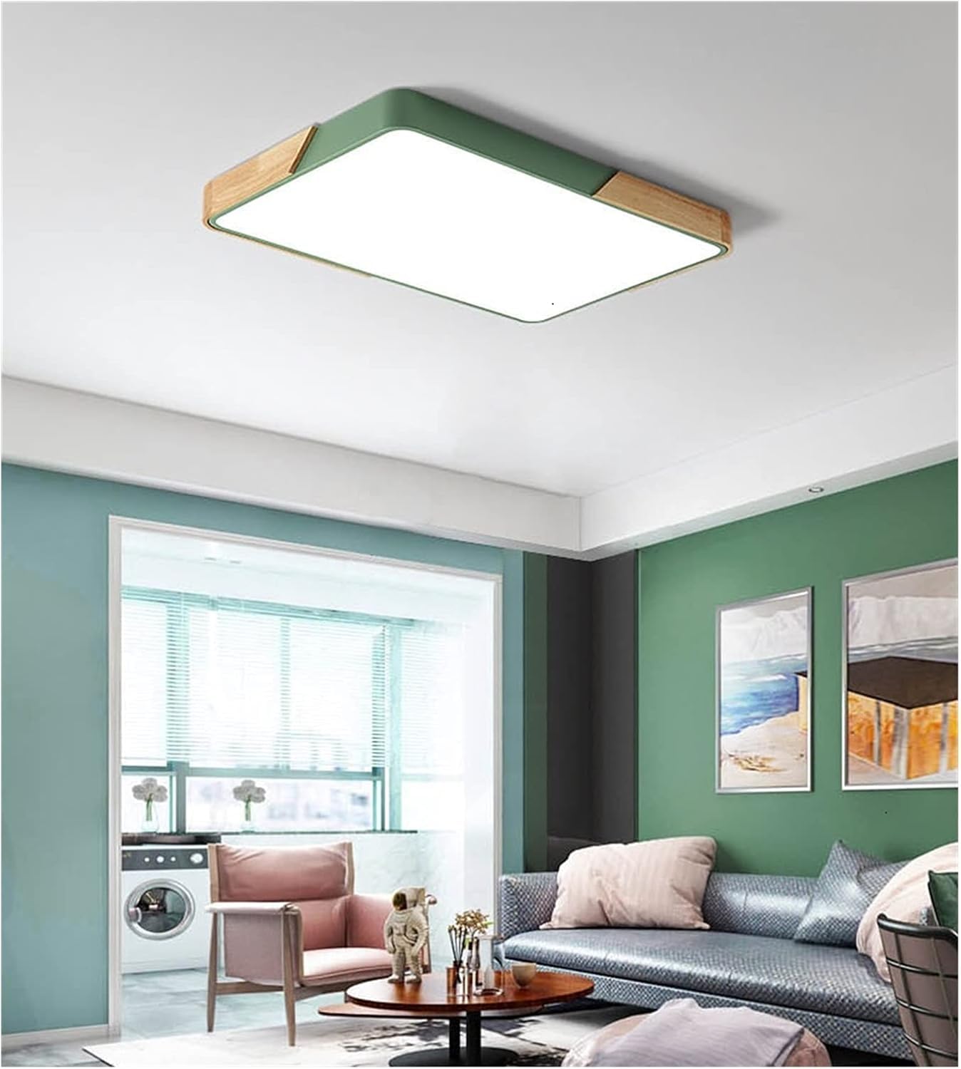 LED Modern Rectangle Multicolor Alloy Modern Led Ceiling Lights Living Room Oak Study Room Bedroom Ceiling Lamp