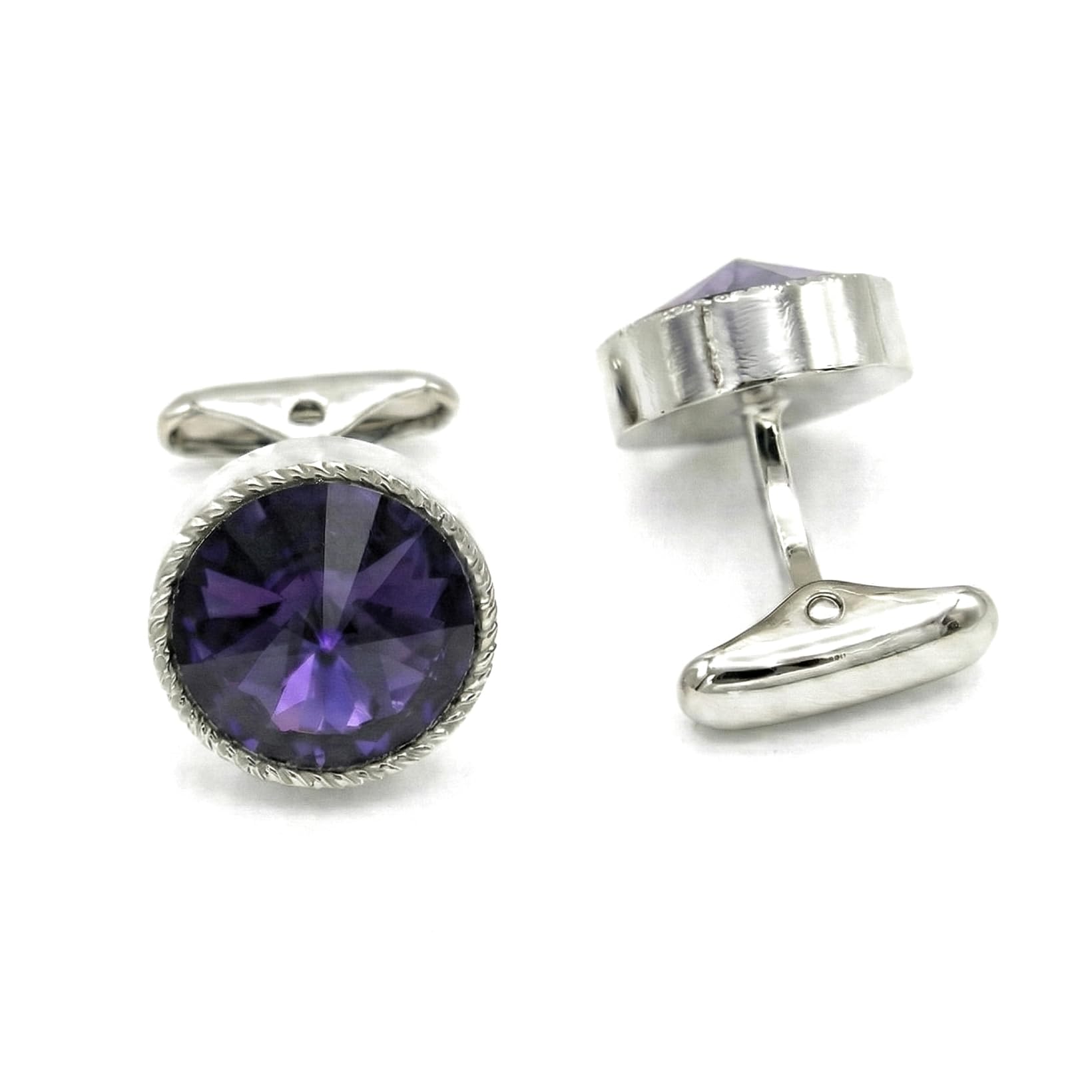 Crystal Metal Cufflinks for Men and Boys Elegant Round Shirt Accessories for Formal Weddings Business Meetings and Tuxedos with Secure Toggle Back-image-9