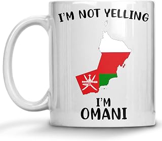 Funny Oman Pride Coffee Mugs, I'm Not Yelling I'm Omani Mug, Gift Idea for Omani Men and Women Featuring the Country Map and Flag, Proud Patriot Souvenirs and Gifts
