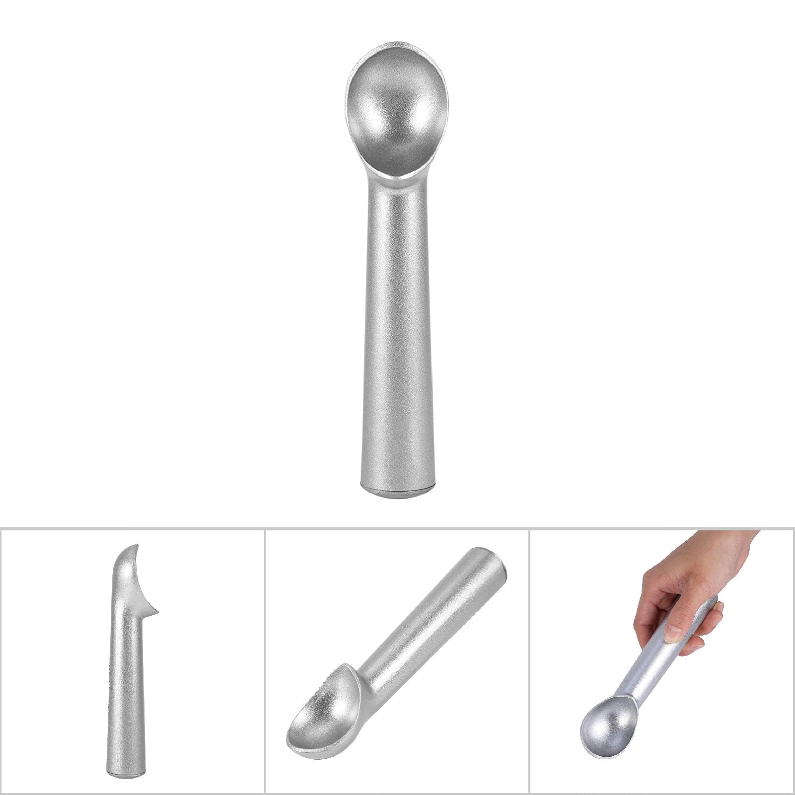 KIMISS Cuchara para Helado, Cuchara para Helado Antiadherente de Metal Portátil Cuchara para Helado Cuchara de Aluminio Herramienta de Cocina (SILVER)