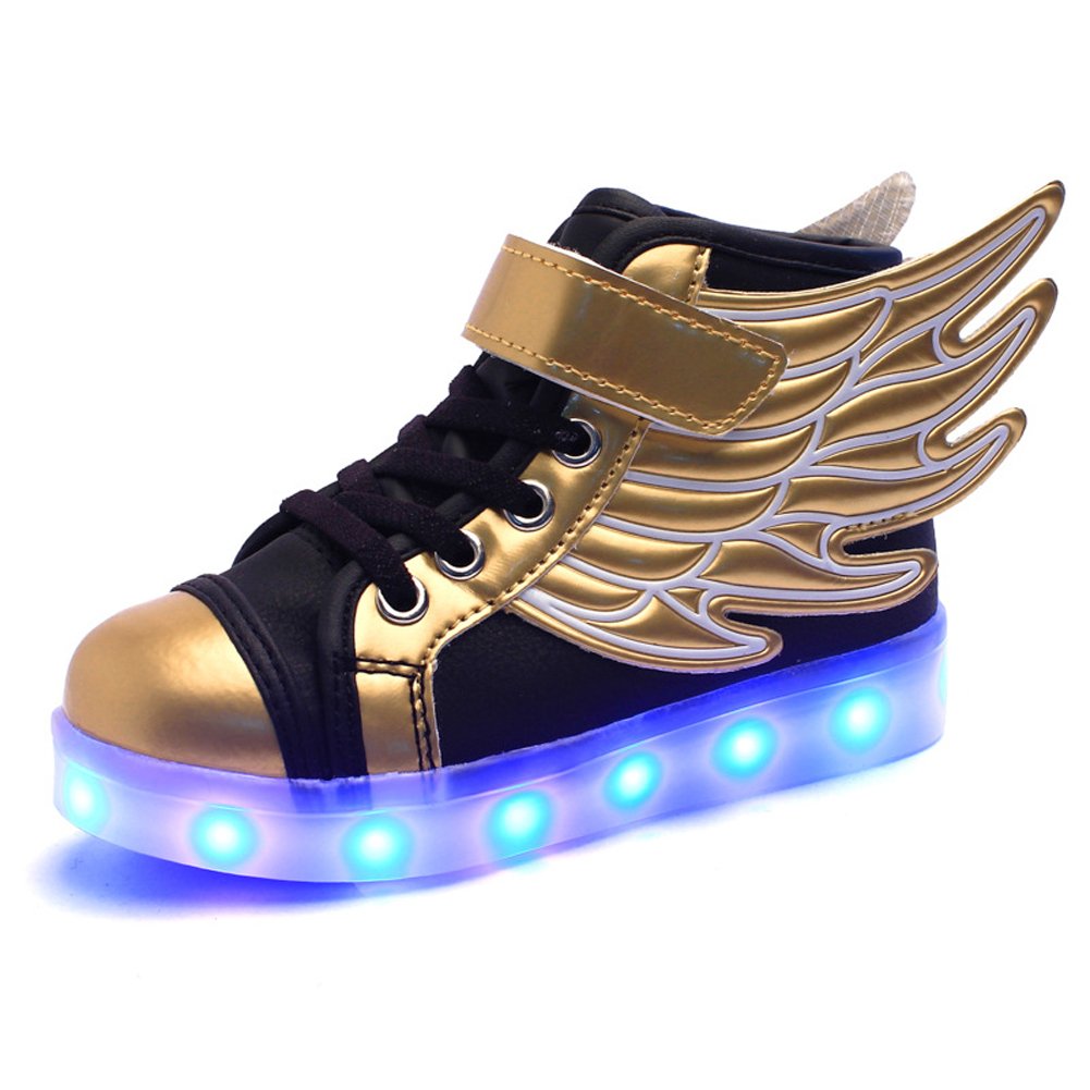 Santimon Kids Boys Girls 7 Colors LED Lights Luminous Sports Shoes Sneaker Athletic Wings Trainers H