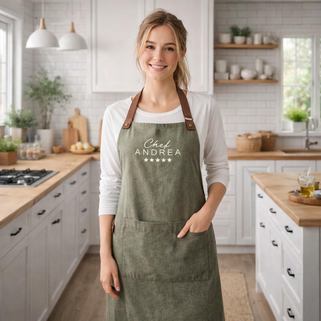 Genérico Delantal Premium Vintage Personalizado con el Nombre Cocina Adulto