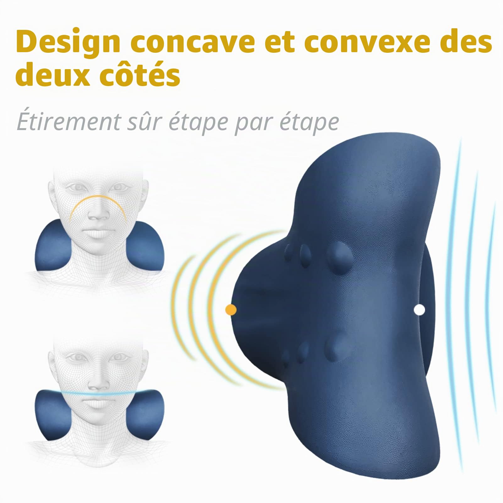 Neck Relax, Coussin Cervicales Douloureuses, Cervicales Douloureuses, Coussin Cervicales, Traction Cervicale, Etireur de Cou Correction de Posture Cervicale Soulager Articulaires(Bleu Marine)