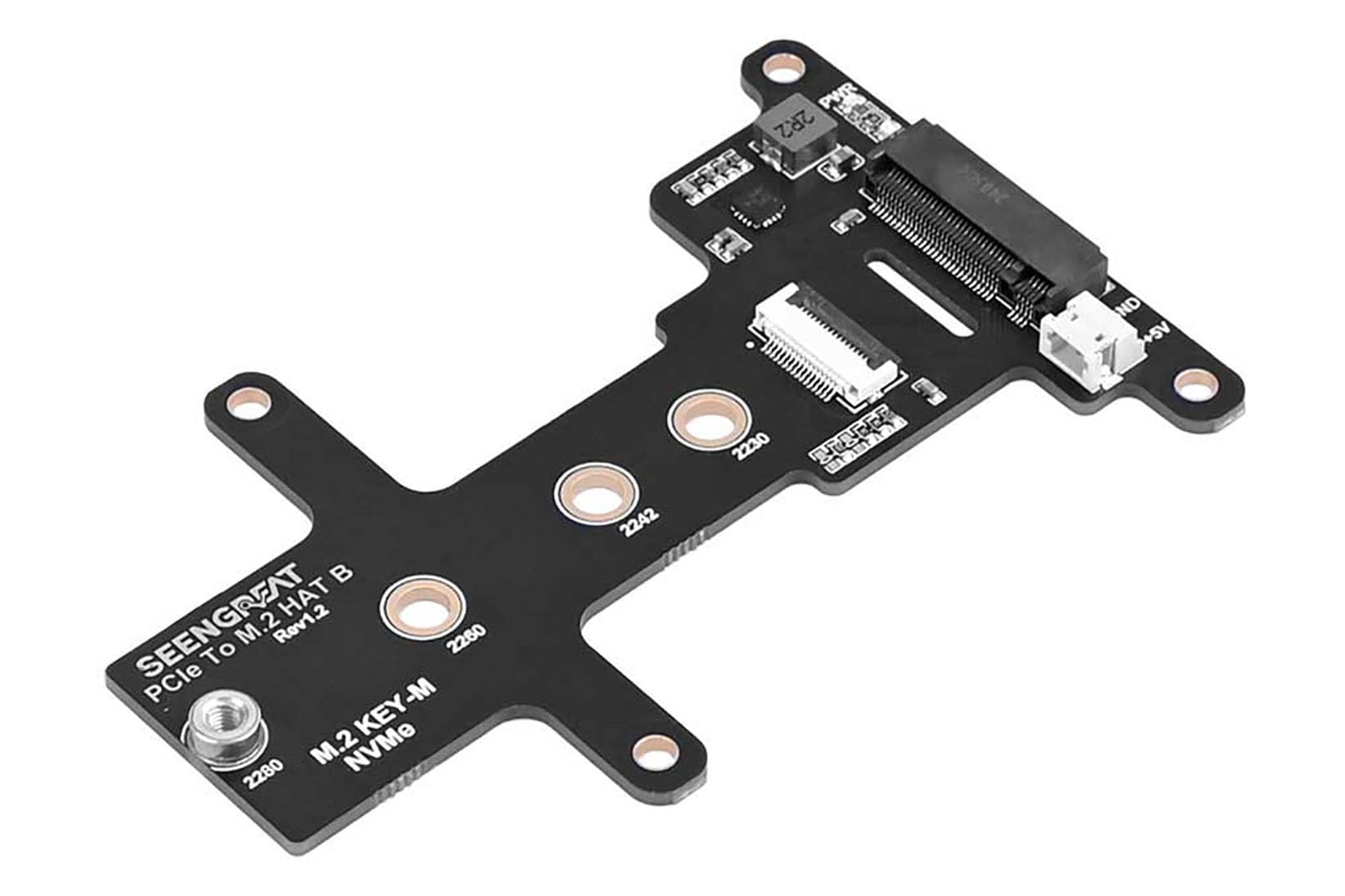 PCIe to M.2 HAT B for Raspberry Pi 5 – NVMe SSD Adapter Board, High-Speed Boot & Data Transfer, Supports 2230/2242/2260/2280 M.2 SSDs