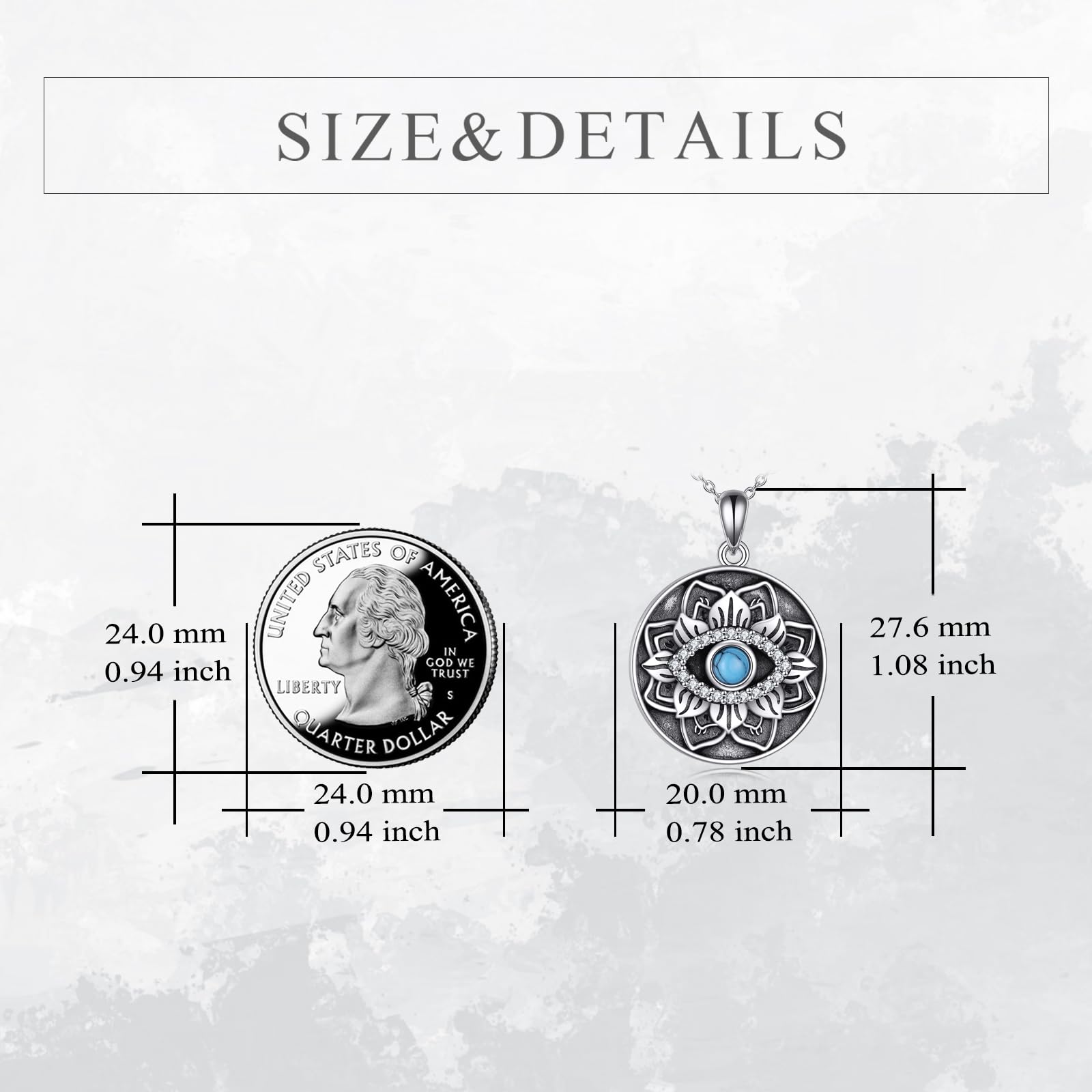 VONALA Collar de ojo turco de loto de plata de ley 925 con colgante de flor de loto, joyería griega de mal de ojo para mujeres y niñas, Plata esterlina, Turquesa