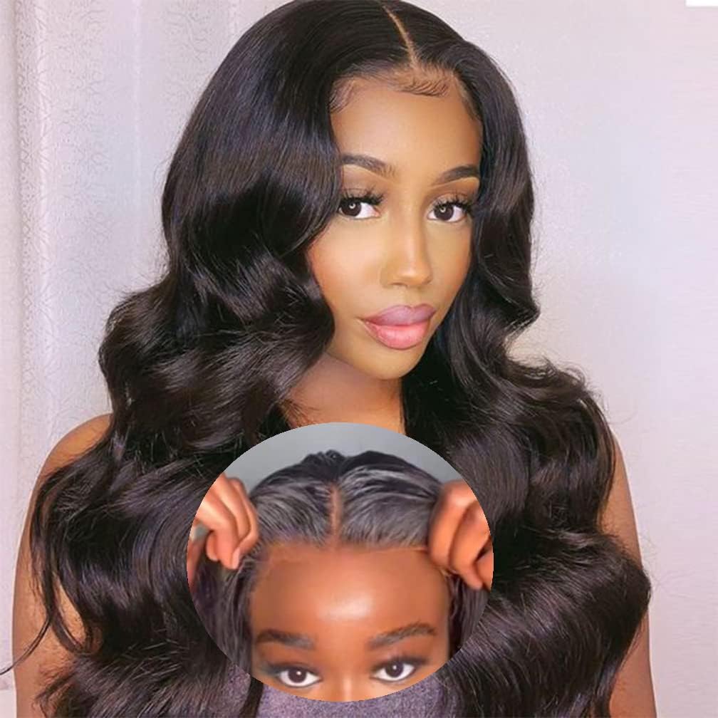 Wear and Go Glueless Wigs Human Hair Pre Plucked Body Wave Lace Front Wigs for Black Women Upgraded No Glue Pre Cut HD 4x4 Lace Closure 18 Inch