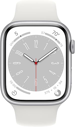 Miniatura 2 de Apple Watch Series 8 (GPS, 1.772in) Caja de aluminio plateada con correa deportiva blanca (renovada)