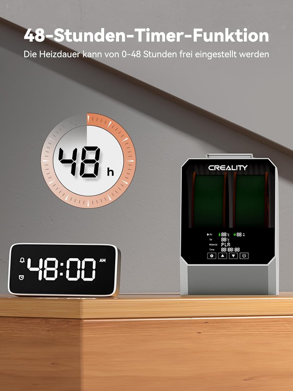 Creality Space Pi Filament Dryer Plus, Doppelrollen Filament Trockenbox, 360° Heiztrocknung mit Lüfter und Touchscreen, 3D-Drucker Filament Spulenhalter für 1,75/2,85/3 mm PLA, PETG, ABS, TPU