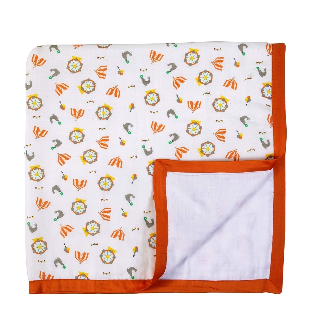 My Milestones 100% Cotton Muslin Baby Blanket - 4 Layered (43x43 inches) - Carnival Orange Print