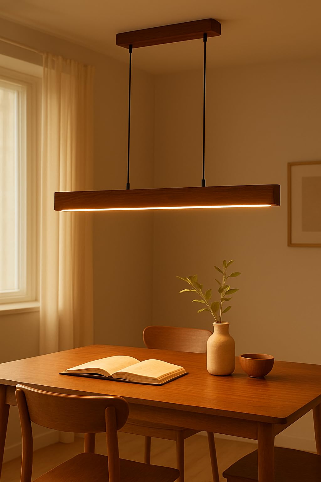 Green House 100% Handmade Sheesham Wood Hanging/Ceiling/Pendant/Light/Lamp 20W Warm White led/2 Led's of 10 W Each/2 Feet Wide/Suitable for Bedroom/Living Area/Dining/Office/Diwali Decor Luxury Light-image-23