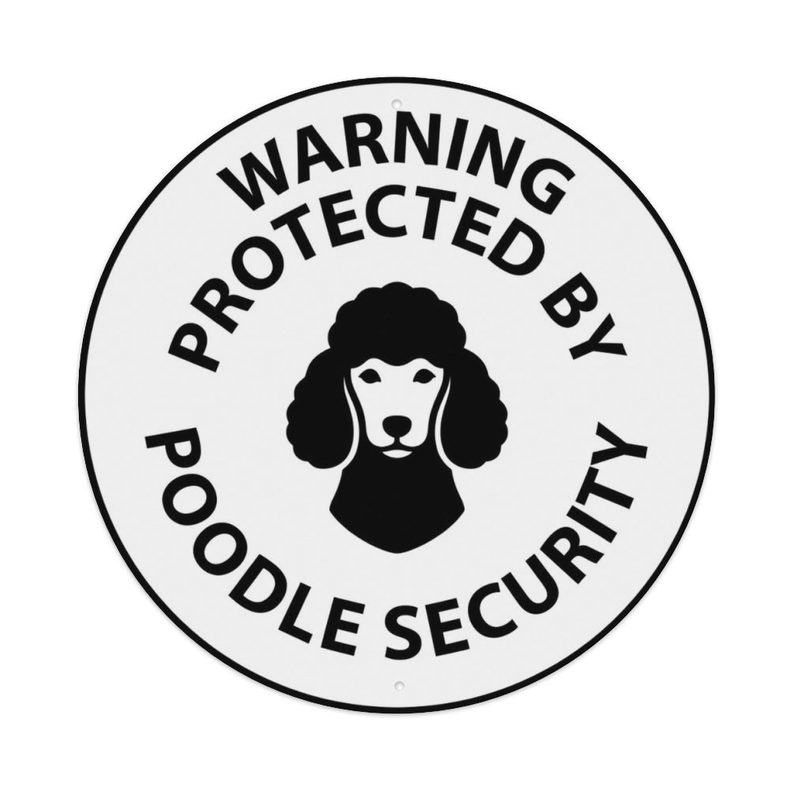 Poodle Security Warning Front Face Minimal Metal Tin Sign