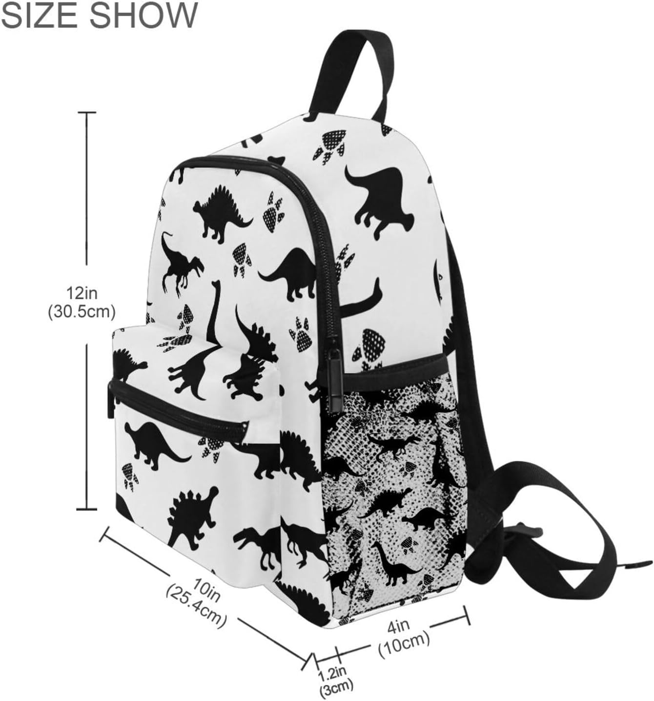 OREZI Cute Kids Back Pack Black Dinosaur Silhouettes Todder Backpack Lightweight Preschool Kindergarten Book Bag Practical and Durable Daycare Bag for Travel,Toys