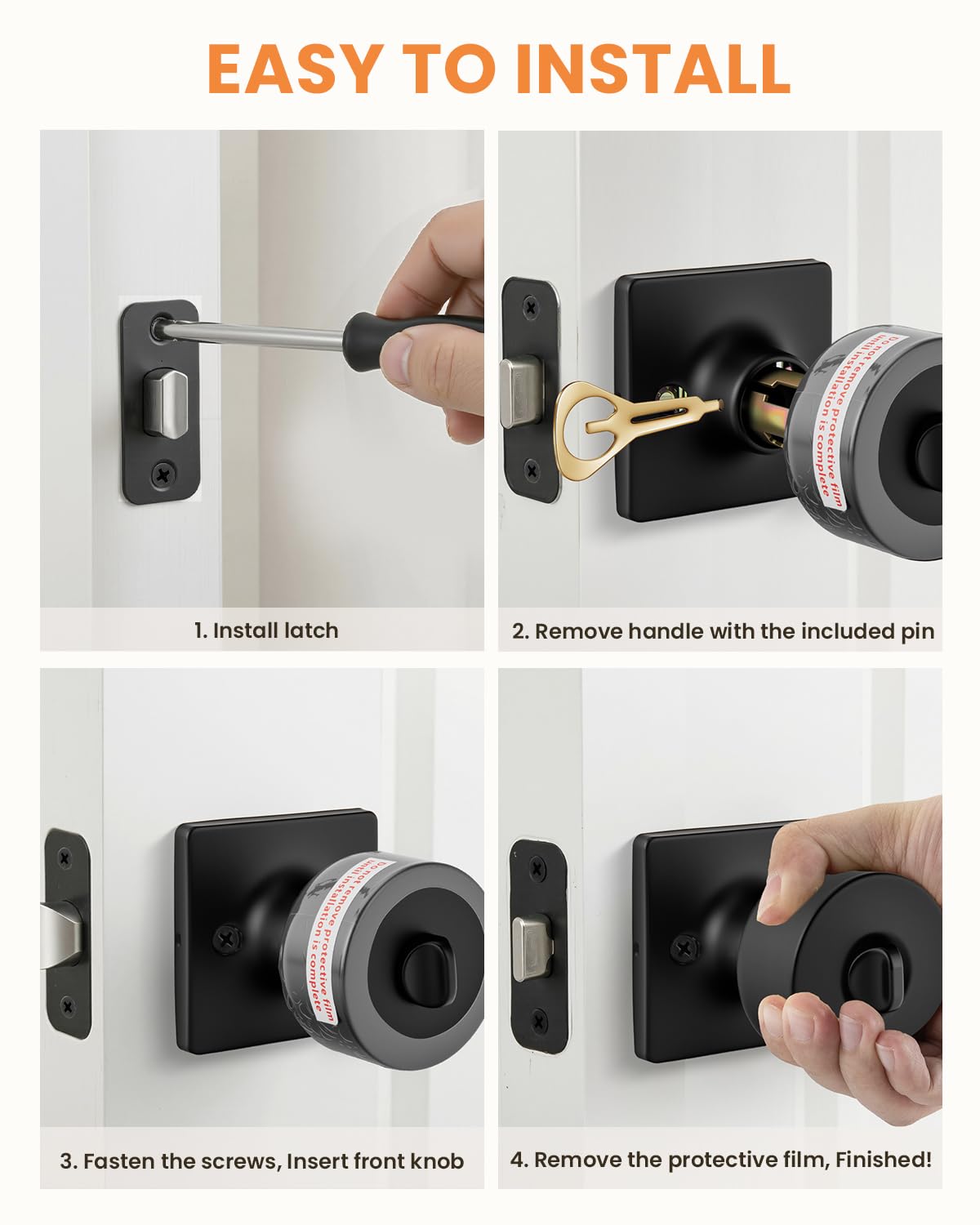 Black Privacy Door Knobs - 10 Pack -7 Black Privacy Door Knobs - 10 Pack -7