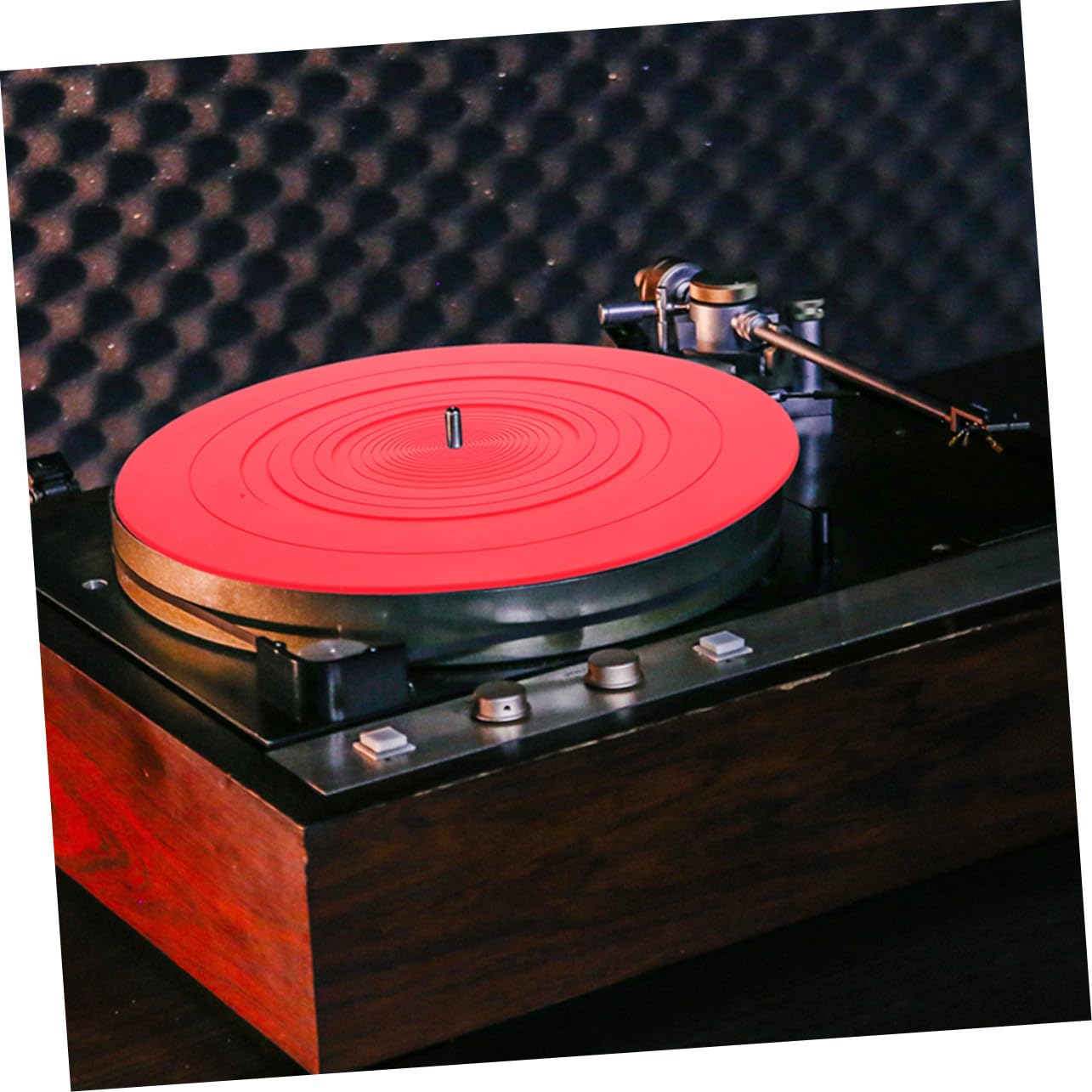 BESPORTBLE 2 Pezzi Tappetini Antistatici in Silicone Rosso per Giradischi Vinile, Protezione Dischi e Stabilità Durante L'ascolto Dj
