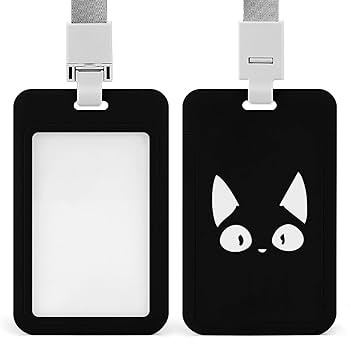 Amazon.co.jp: IDカードホルダー おもしろ猫顔 黒ニャンコ ネコ