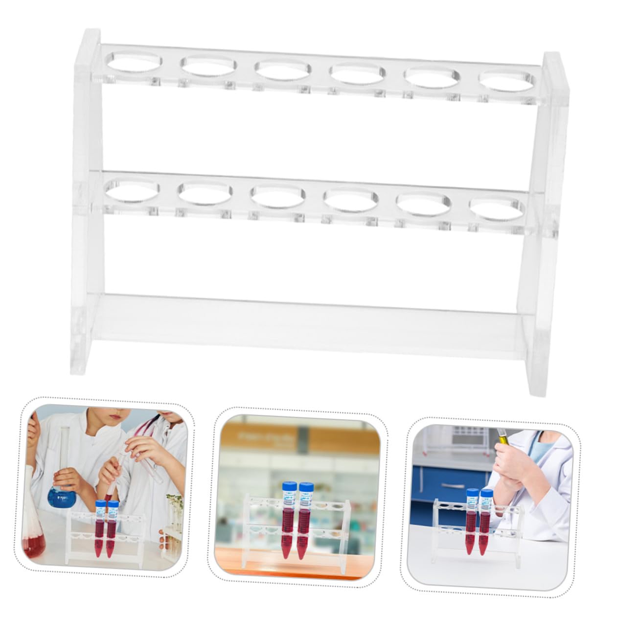 ABOOFAN 12 Stück Doppelstöckiges Transparente Reagenzglasständer mit Löchern Stabiler Laborhalter für Probenentnahme Chemie Biologieversuche Platzsparendes Laborrack