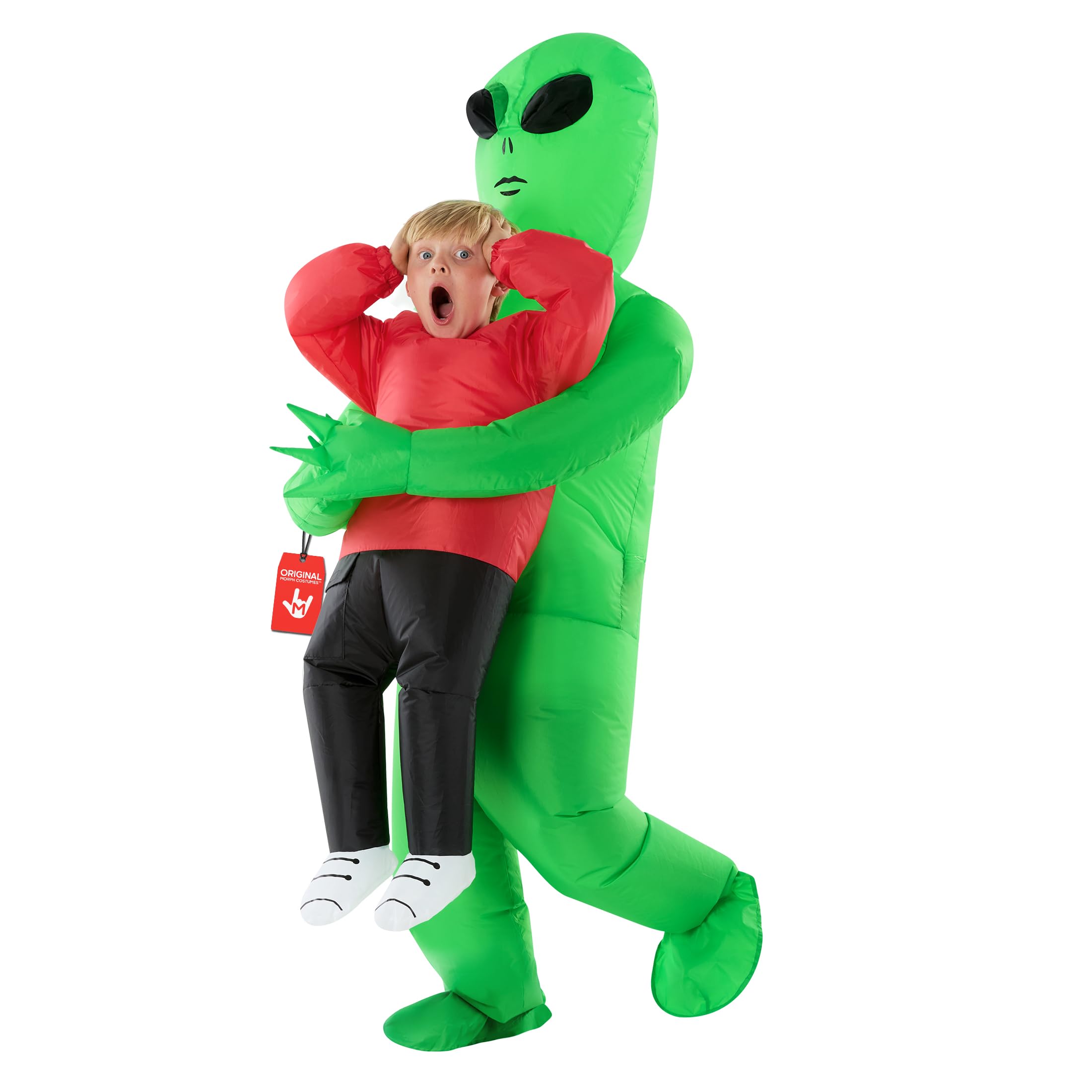 Morph Disfraz de alienígena para niños (4-6 años), disfraz inflable de alienígena abducido rojo para niños, disfraz de Halloween para niños