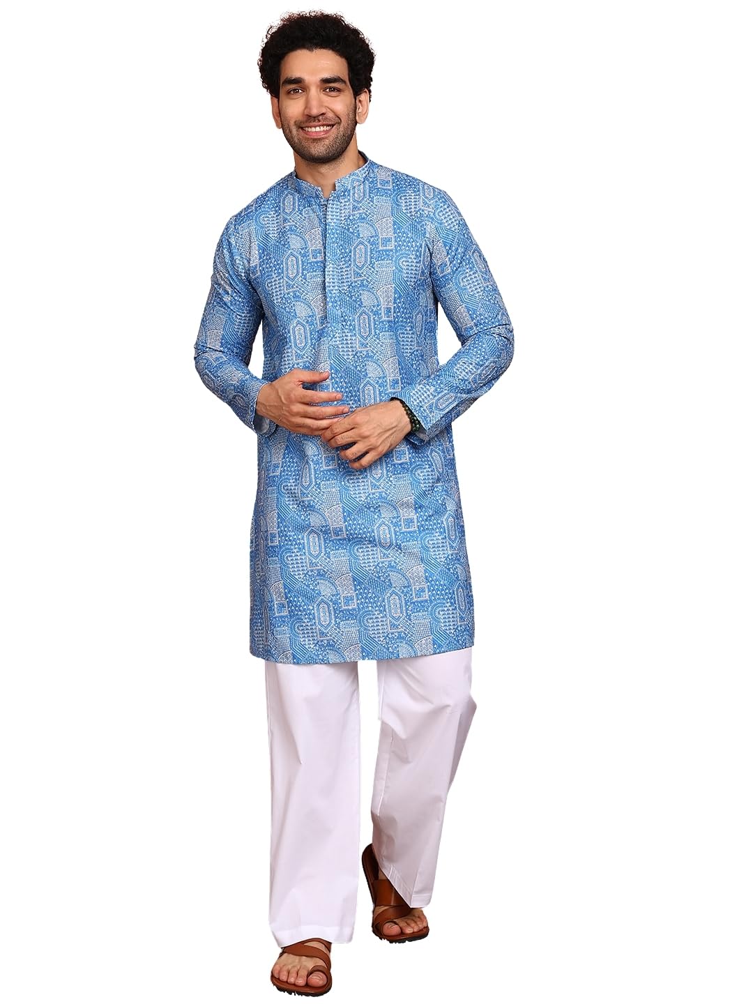 see designs Men Cotton Silk Straight Woven Design Kurtas With Pyjama| Fit : Regular Fit | Coller : Mandarin/Chinese Collar | Coord Set | Straight Fit-picture-30