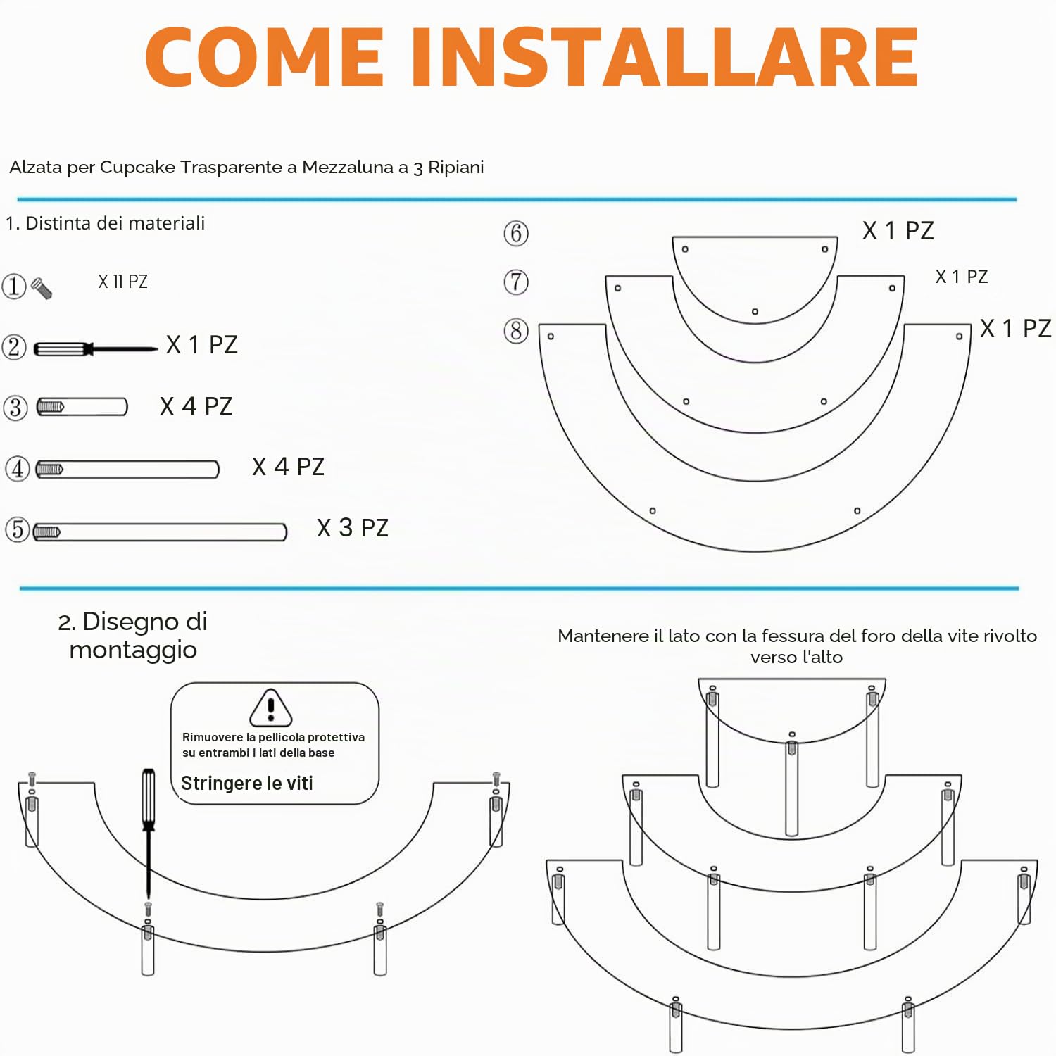 LATERN 2 Pezzi Espositore in Acrilico, 3 Livelli Mezzaluna Organizzatore Espositivo Grande Trasparente per Profumi Cupcake Figure Dessert Cosmetici Lozione Crema Acqua di Colonia (38CM x 15CM)