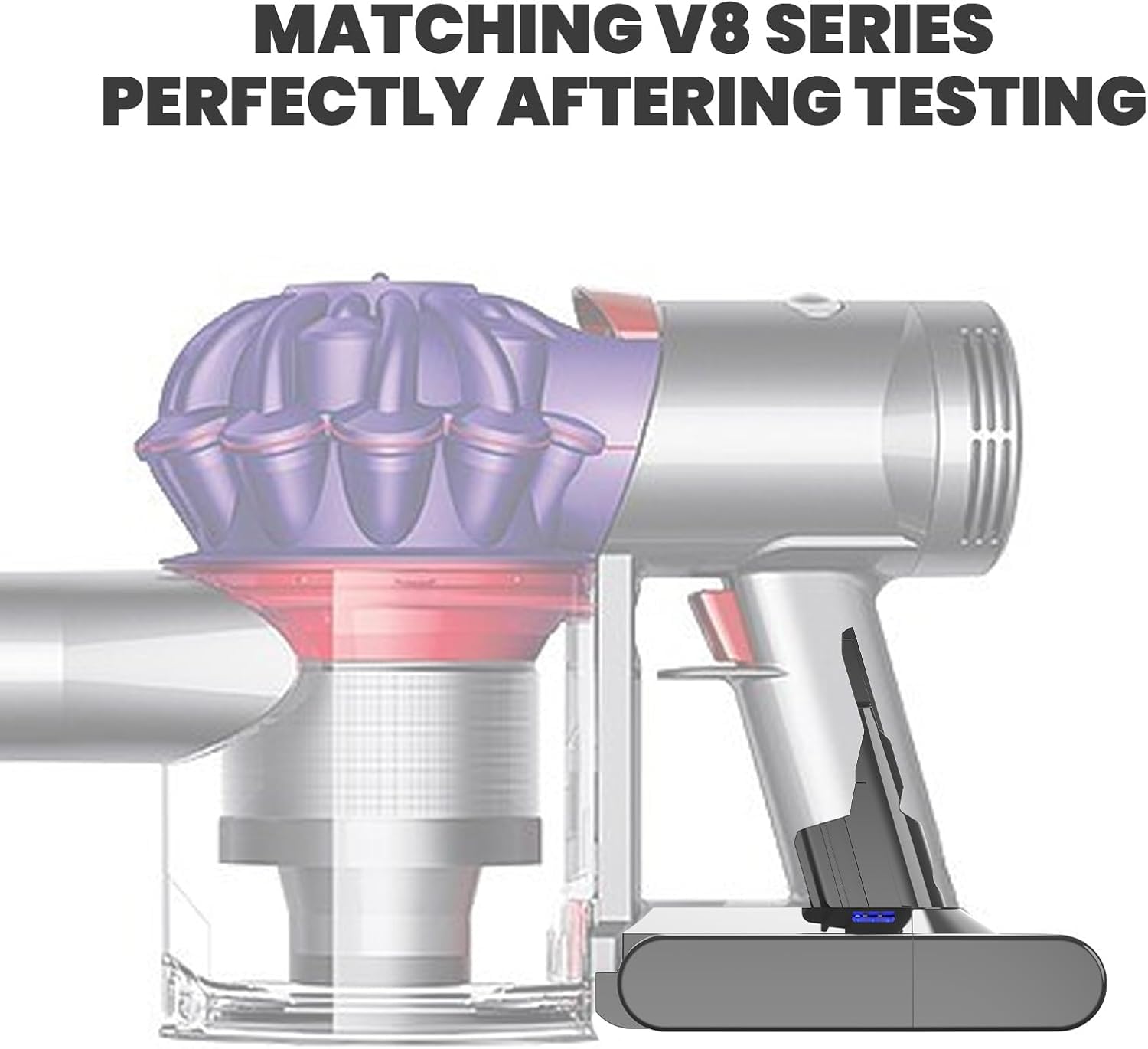 Akku für Dyson V8, Powtree Ersatzakku für Dyson SV10 Kompatibel mit V8 Absolute Animal Fluffy Motörhead Exclusive Total Clean 215681 Staubsauger (2 Filter + 1 Schraubendreher + 3 Schrauben + 1 Bürste)