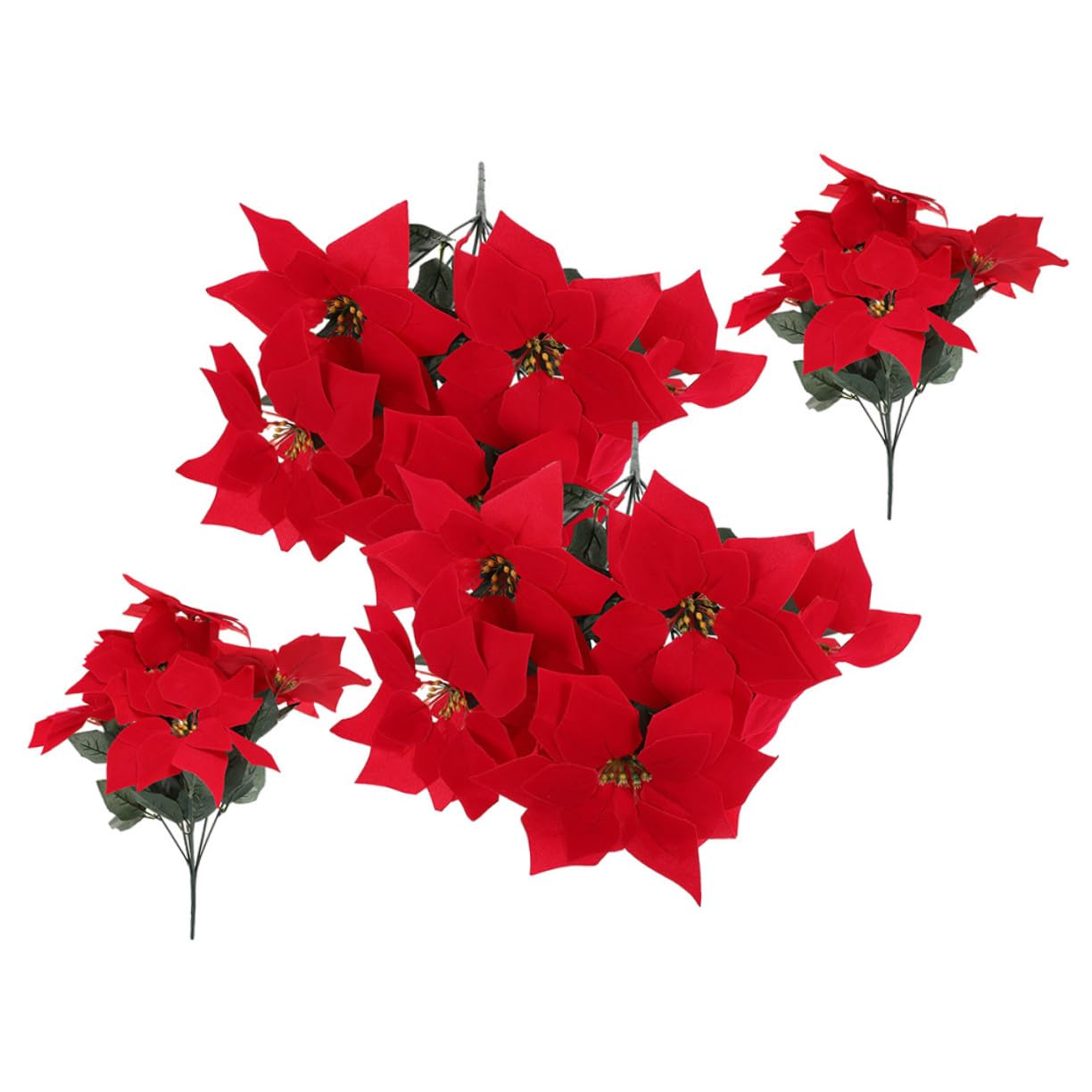 4 Stück Künstliche Weihnachtssternblumen aus Seidigem Stoff in Rot Realistische Tischdekoration ohne Gießen für Wohn und Esszimmer Elegante Poinsettia Dekoration