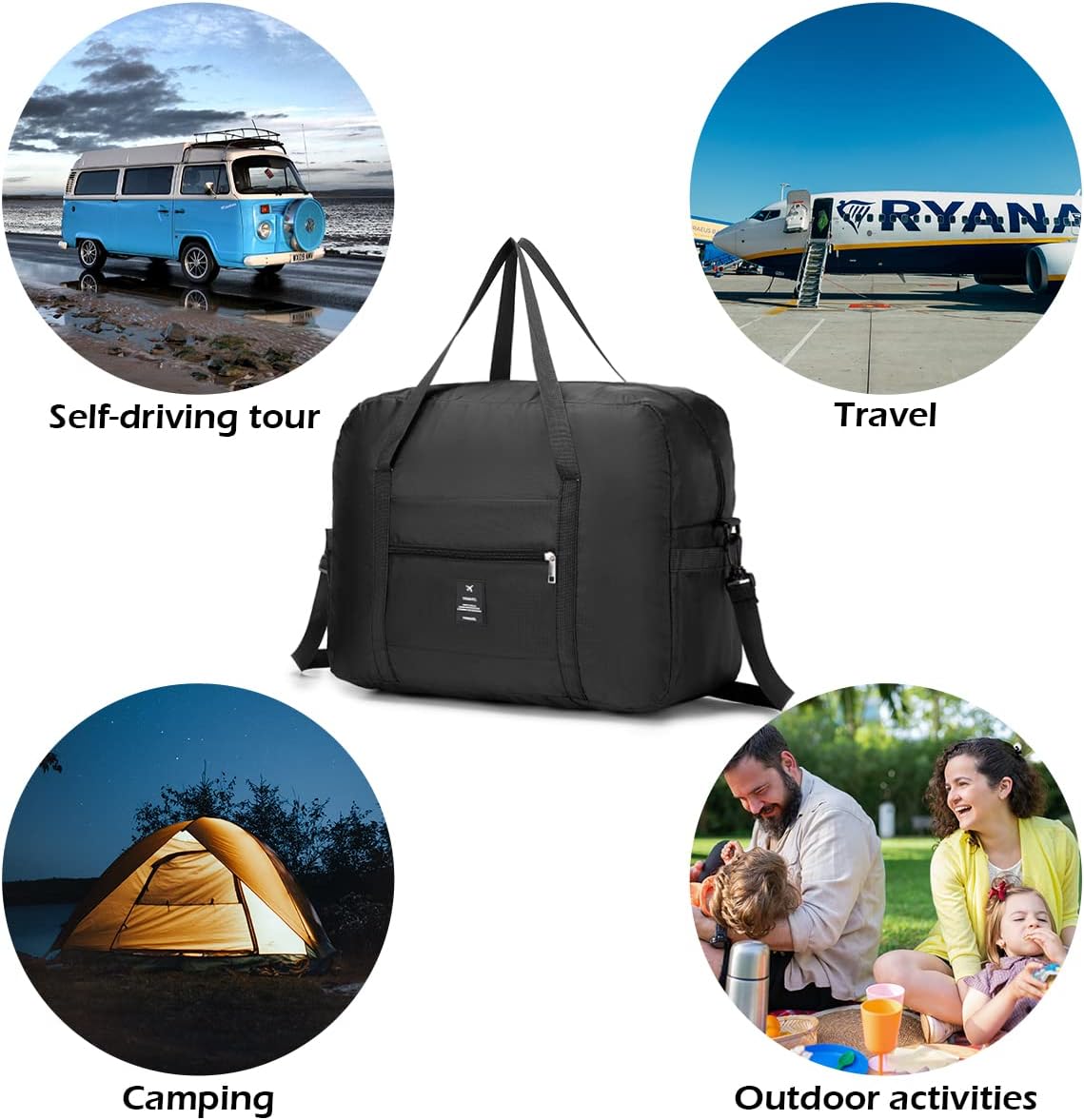 SPAHER 2Pcs Cabin Bag 40x20x25 Ryanair Foldable Travel Duffle Bag Carry