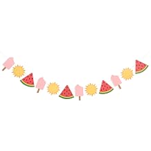 Summer Party Banner with Watermelon, Popsicle, and Sun Shapes,Classroom Summer Display Colorful Garland Decoration ice lolly home decoration