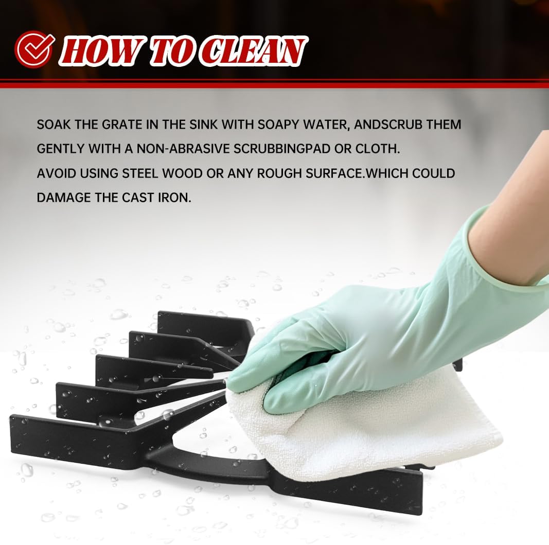 Upgraded PA060037 PA060024 Spider Grate Replacement Parts for Viking Range Parts Burner Grate, Cast Iron Cooking Grate for Viking Stove Top Parts Range Grate VDSC305 VGIC305 VGIC365 (4 pack)