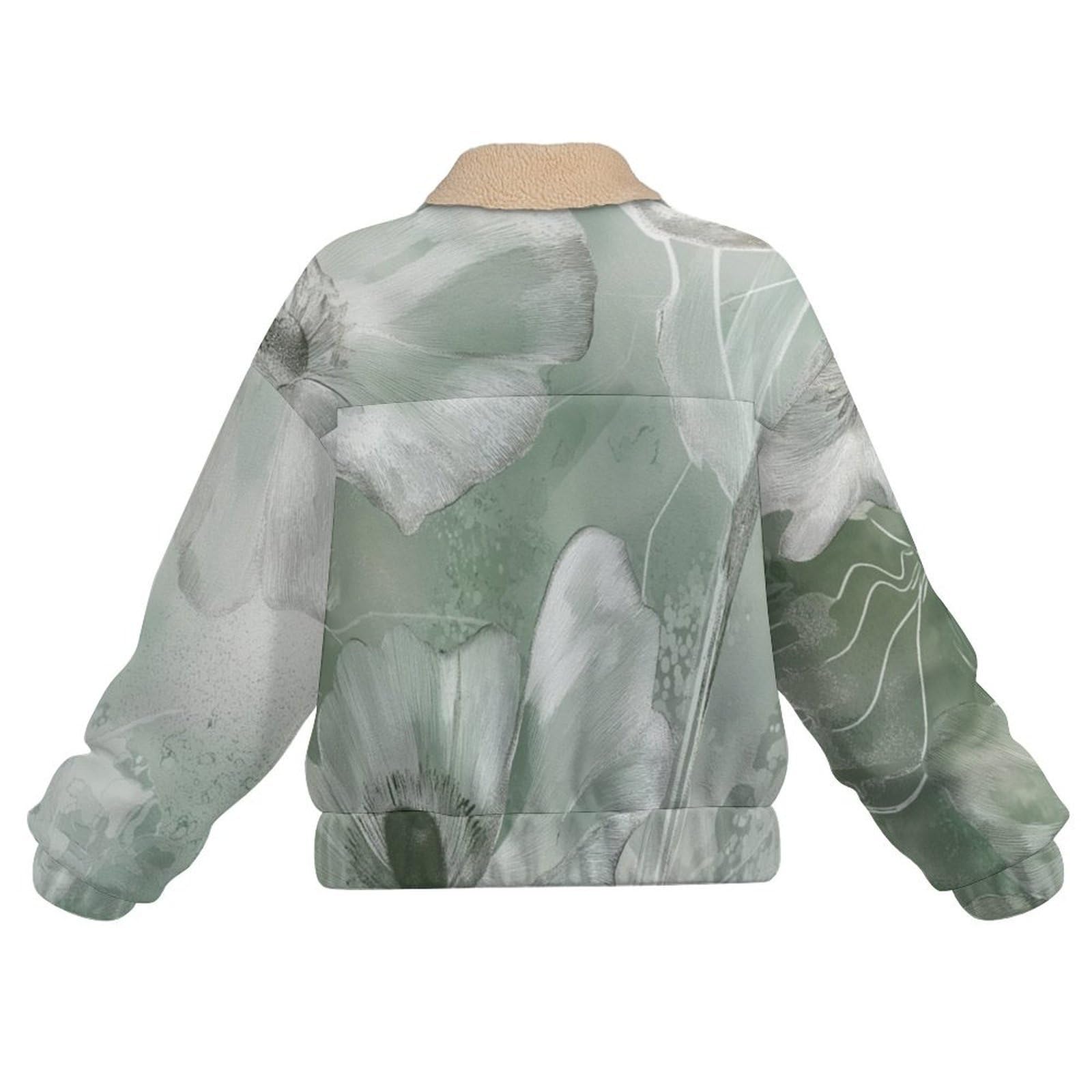 Donna Pile Giacca con Cerniera 2 Face, Floreale astratto fiori, Comoda in Pile di Velluto Spesso e Tasche Giacca Calda, Casual Grande Giacche Autunno e Inverno