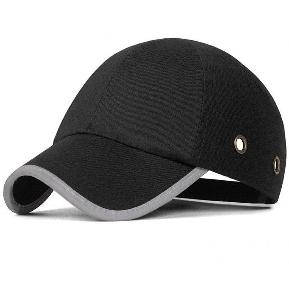 Sanfly Black Baseball Style Safety Cap, M (58-60 Cm), Abs Shell, Polyester Cotton, Reflective Piping, Breathable, For Factory, Shop, Carrying, Head Protection