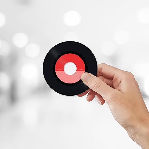 Miniatura 3 de Recortes de discos de vinilo de 4.5 pulgadas, decoraciones de fiesta de discoteca, recuerdos de fiesta de rock and roll de los años 80, 70, 60,