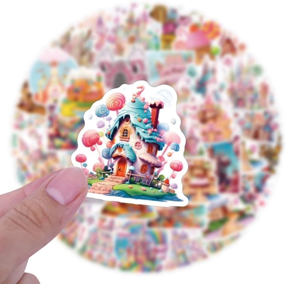 The Castle Sticker 50 Pieces Cute Decoration for Car Laptop Skateboard Bicycle Moped Motorcycle Bicycle Computer Suitable for Adults Children Castle Aesthetic Sticker Set