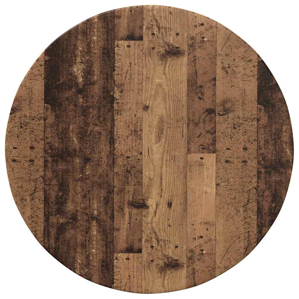 Runde Tischplatte Altholz 60 x 60 x 1,5 cm aus Holzwerkstoff für Außenbereich, minimalistisches Design für Terrasse und Garten, wetterfeste stabile Platte mit eleganter