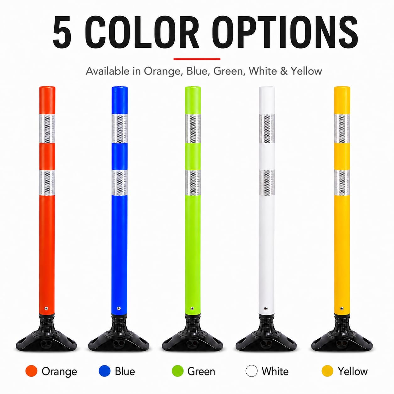 Lote de 8 postes de señalización flexibles de 91 cm – Resistente a impactos, autoenderezable y reflectante – Ideal para entradas, parkings y aceras (Amarillo)