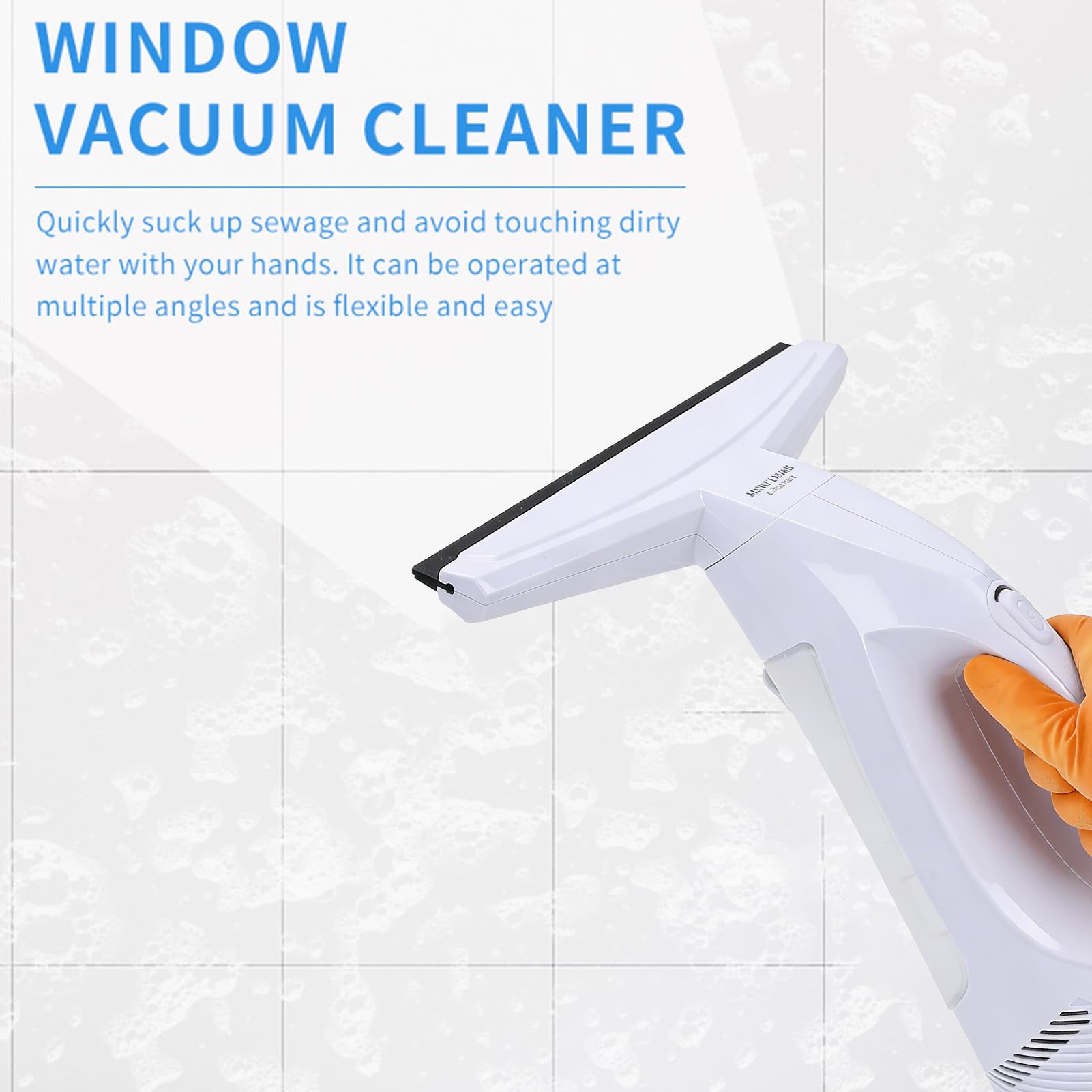 Aspirador de Ventanas, Succión Fuerte de 2000 Pa, con Batería Recargable de 2200 MAh, Cabezal de Succión de 280 Mm de Ancho, sin Rayas para Vidrio de Baño en el Hogar (White)