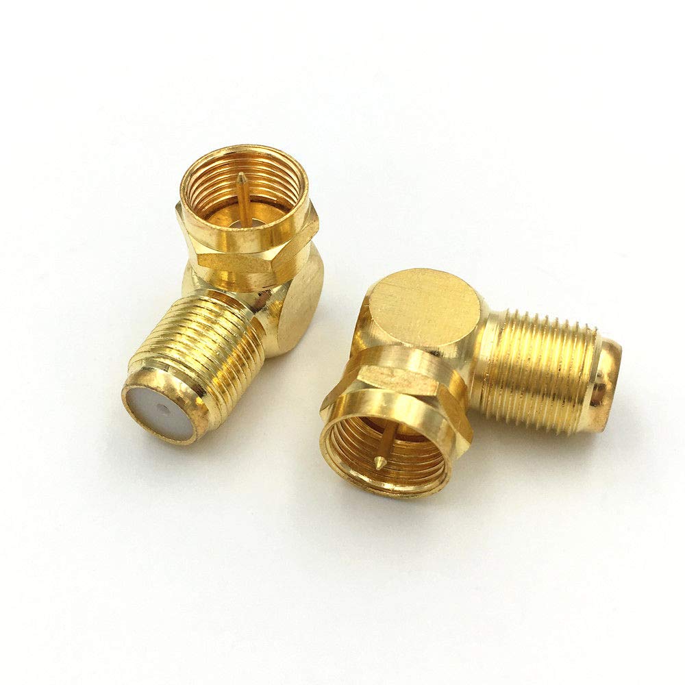 50pcs placcato oro spina maschio F maschio a F femmina jack adattatore angolo retto 90 gradi coassiale TV connettore