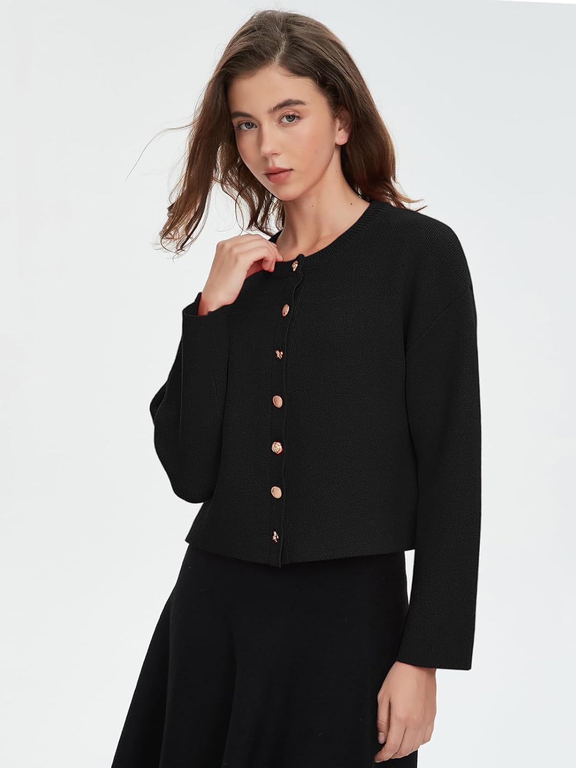 Spring Fall Cardigan Sweaters for Women Crewneck Button Down Open Front Chunky Cardigan Knit Sweater Jacket Coat - Image 4