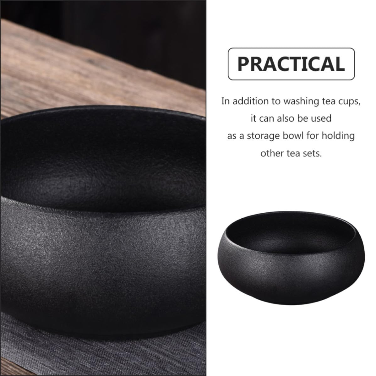 Hemobllo Schwarze Keramik Teewaschschüssel 1250ml für Teezeremonie mit Kreativem Design und Stabiler Platzierung als Dekoratives Accessoire für Zuhause