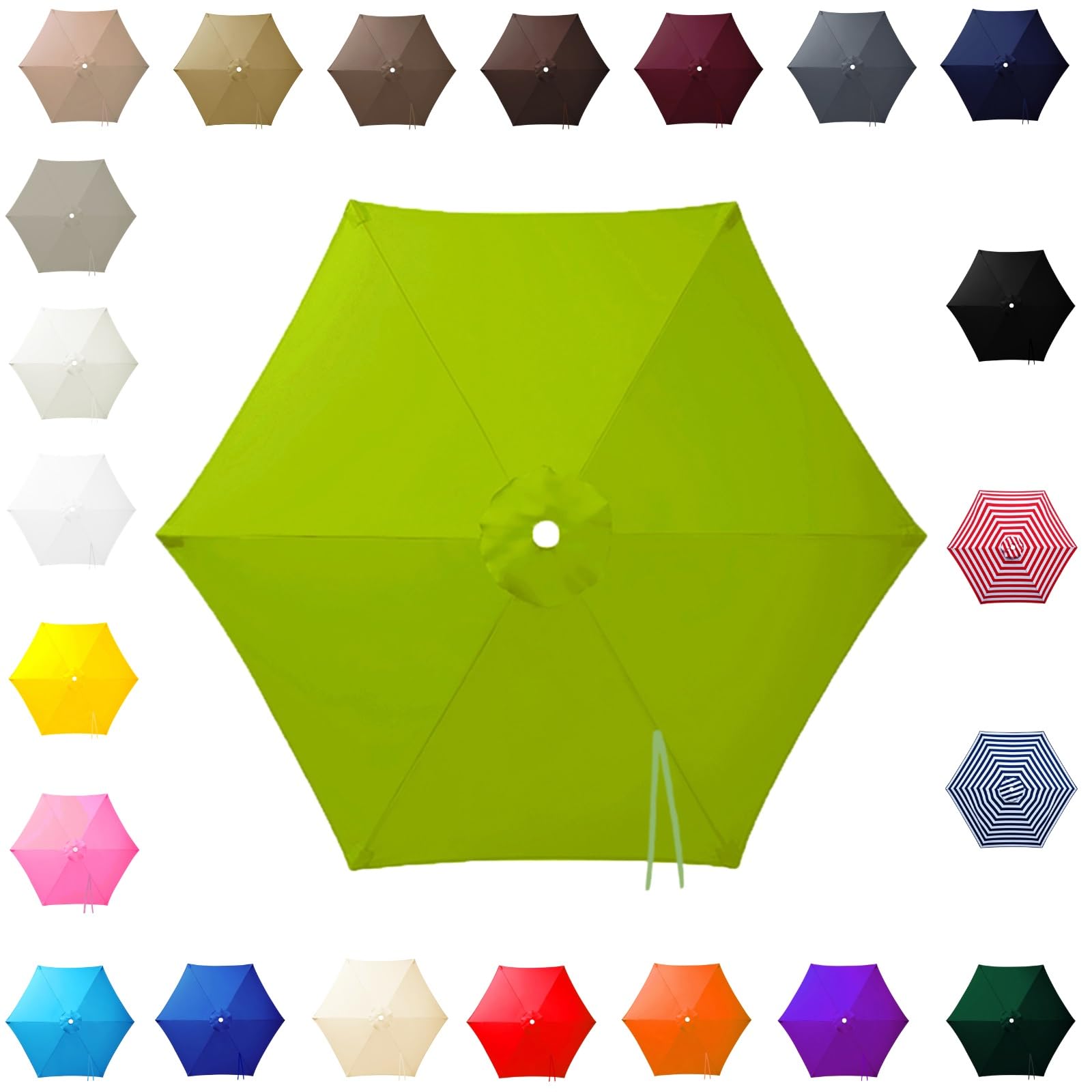 3.0m Replacement Parasol Canopy for 6 Arms, 2m-3m Patio Umbrella Cloth, Waterproof Outdoor Garden Canopy, Beach Parasols Covers, Fabric Sun Shade Top Only, for Pool Lawn(Light Green,2.50m/8.2ft) — image 1