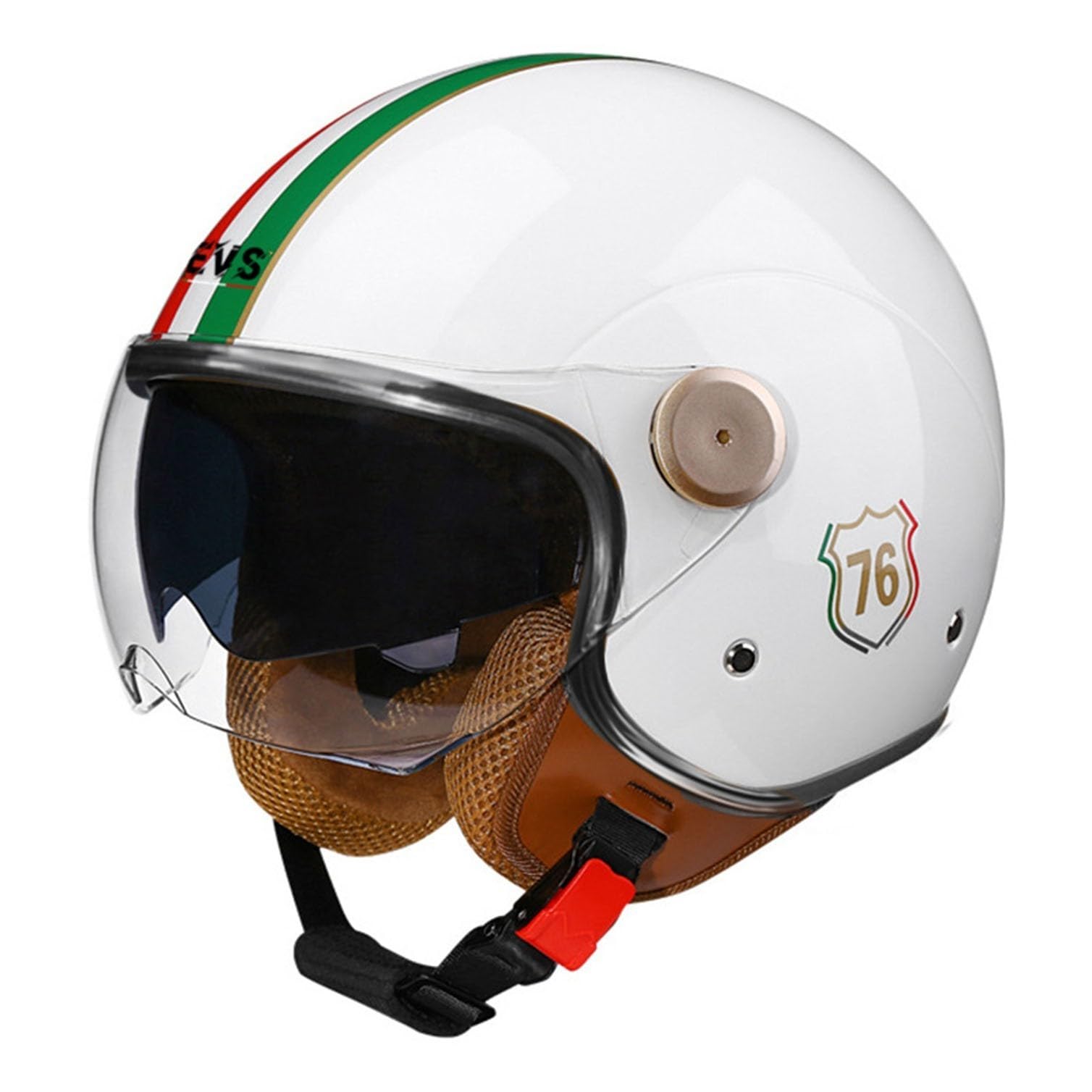 Otwarta twarz kask motocyklowy dla dorosłych kobiet mężczyzn 3/4 retro klasyczny motorower kask motocyklowy DOT / ECE zatwierdzony pół twarzy vintage skuter kask odrzutowy z wizjerem