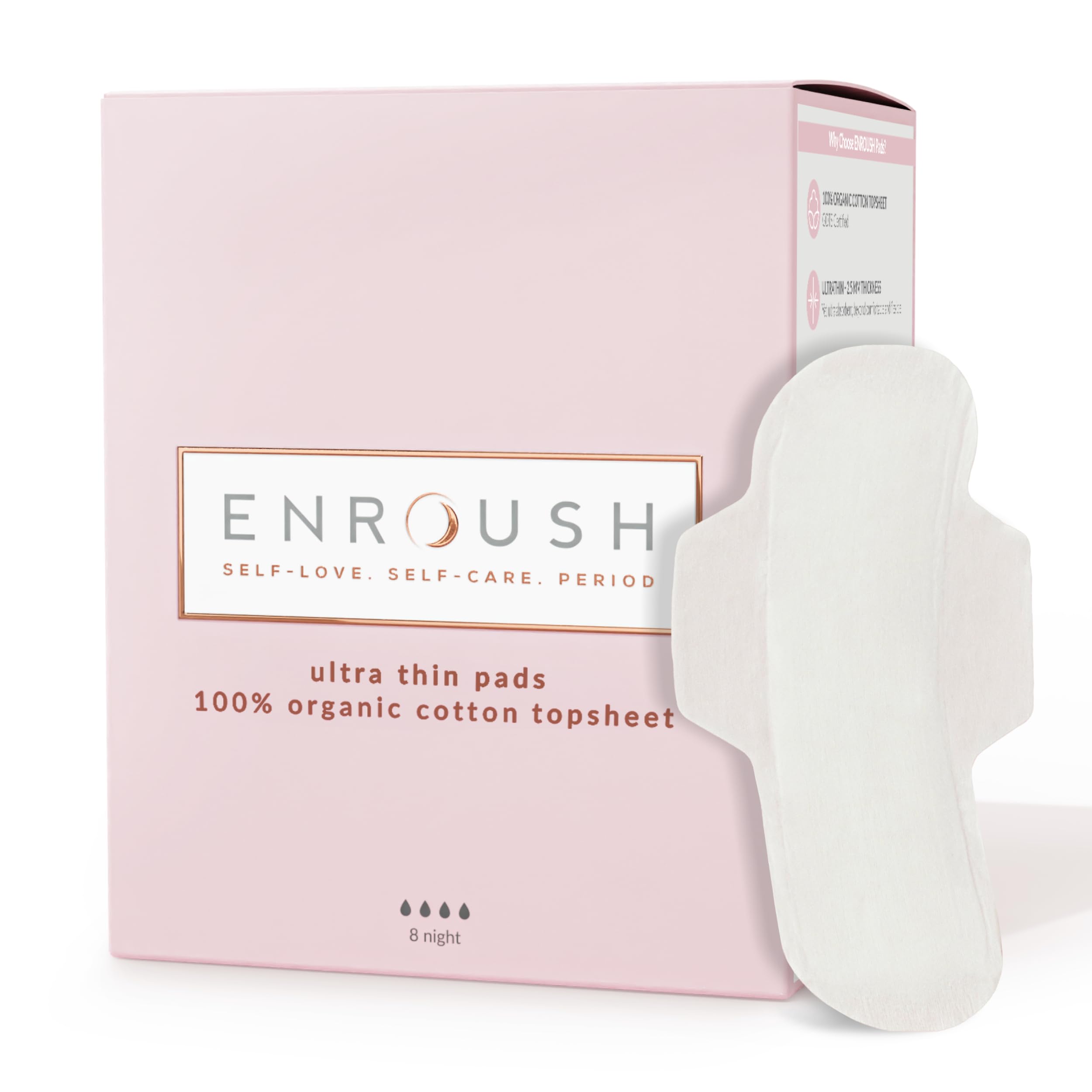 Organic Cotton Pads with Wings | Pure & Toxin-Free| Hypoallergenic- No Irritation & Allergies| Ultra Absorbent - No Stains| Healthy Choice for Your Body- Confort and Protection - 8 pcs Maxi