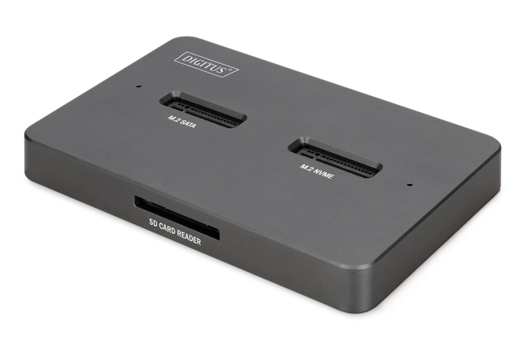 DIGITUS M.2 SSD Docking Station – per SSD NVMe e SATA fino a 4 TB – Lettore di schede SD Express – USB-C 3.2 Gen2 10 Gbit/s – per 2242, 2260, 2280, 22110 – Hot-Swap – Nero