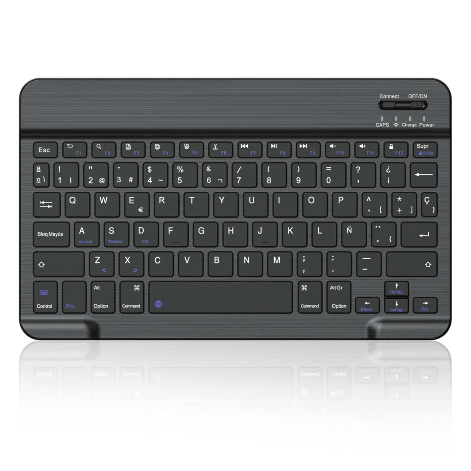 cimetech Teclado Bluetooth, Teclado inalámbrico ultradelgado Español Diseño silencioso y portátil con batería Recargable integrada para iOS, Mac, iPad, Windows y Sistemas operativos Superiores